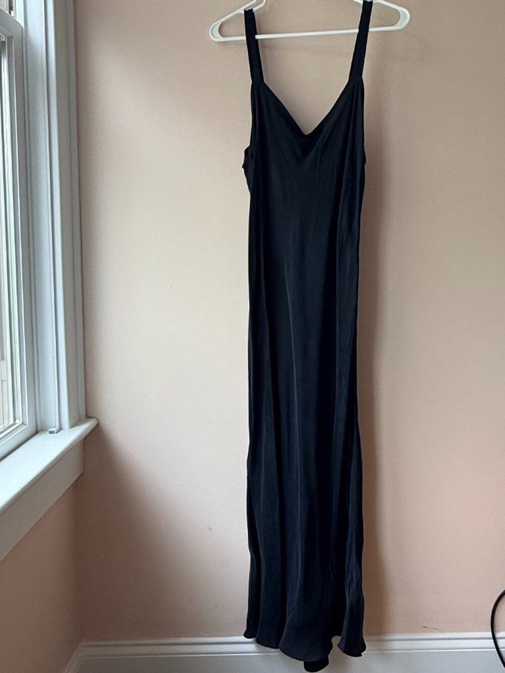 J.Crew Gwyneth Cupro Blend Slip Dress Black V Neck Midi Size 12